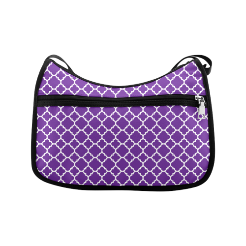 royal purple white quatrefoil classic pattern Crossbody Bags (Model 1616)