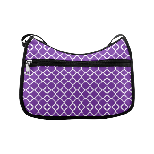 royal purple white quatrefoil classic pattern Crossbody Bags (Model 1616)