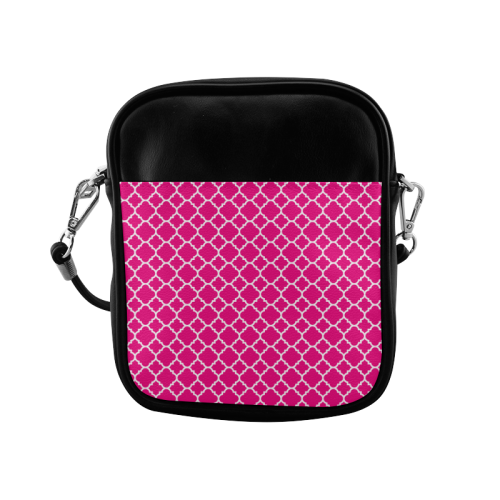 hot pink white quatrefoil classic pattern Sling Bag (Model 1627)