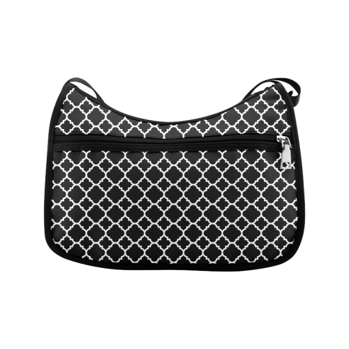 black white quatrefoil classic pattern Crossbody Bags (Model 1616)