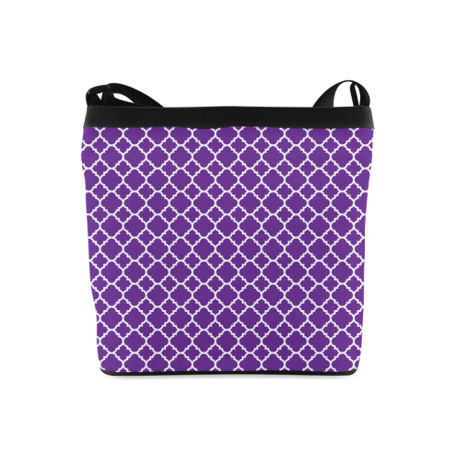 royal purple white quatrefoil classic pattern Crossbody Bags (Model 1613)