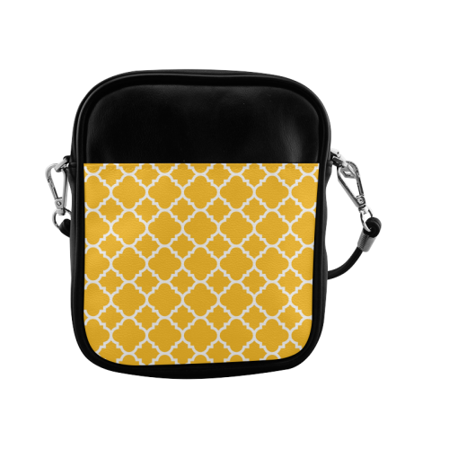 sunny yellow white quatrefoil classic pattern Sling Bag (Model 1627)