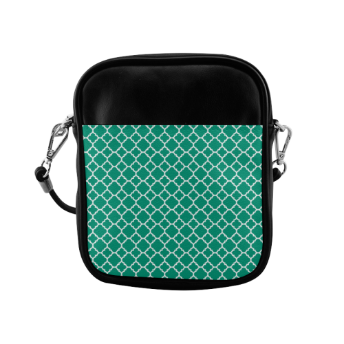 emerald green white quatrefoil classic pattern Sling Bag (Model 1627)