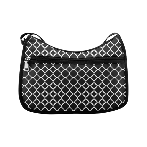 black white quatrefoil classic pattern Crossbody Bags (Model 1616)