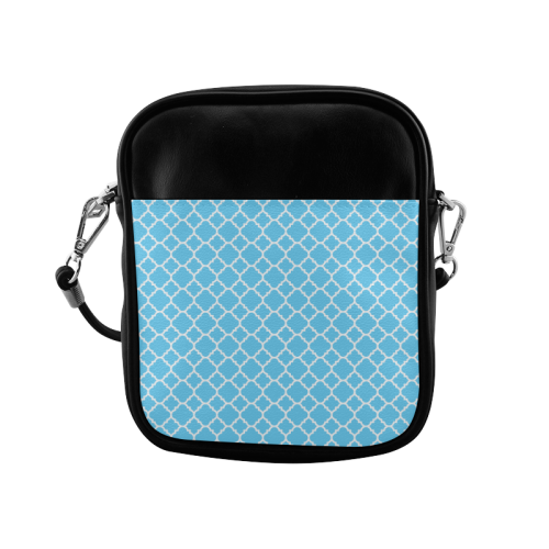 bright blue white quatrefoil classic pattern Sling Bag (Model 1627)