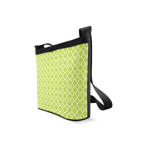 spring green white quatrefoil classic pattern Crossbody Bags (Model 1613)