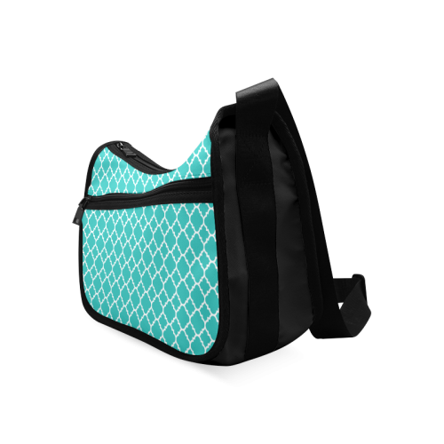 turquoise white quatrefoil classic pattern Crossbody Bags (Model 1616)