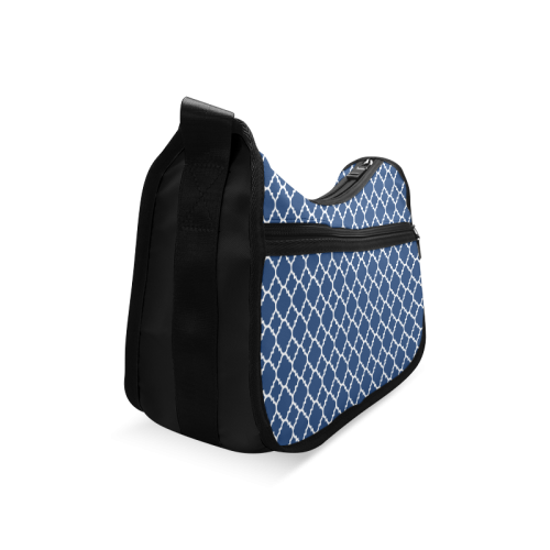 dark blue white quatrefoil classic pattern Crossbody Bags (Model 1616)