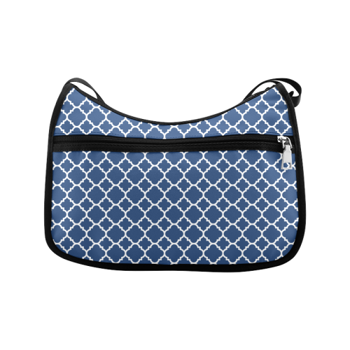 dark blue white quatrefoil classic pattern Crossbody Bags (Model 1616)
