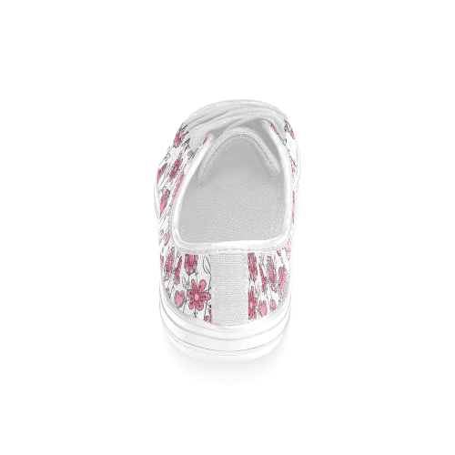 pink doodle flower field Women's Classic Canvas Shoes (Model 018)