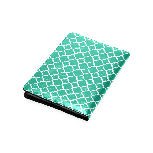 emerald green white quatrefoil classic pattern Custom NoteBook A5