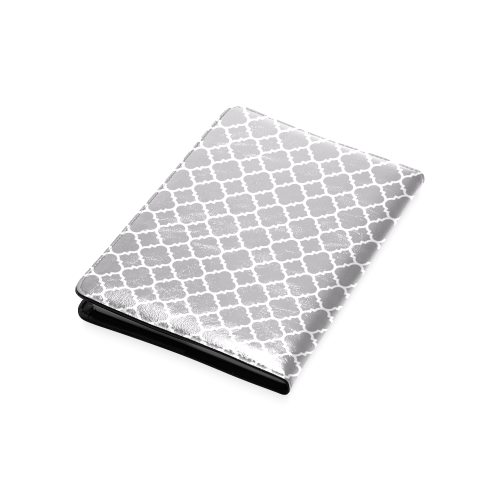 grey white quatrefoil classic pattern Custom NoteBook A5