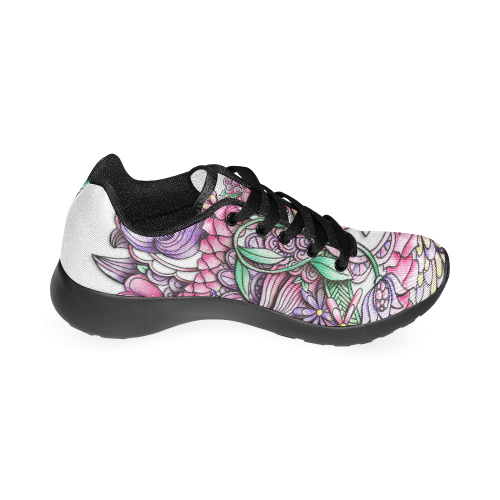 Pink Purple flower drawing Women’s Running Shoes (Model 020)