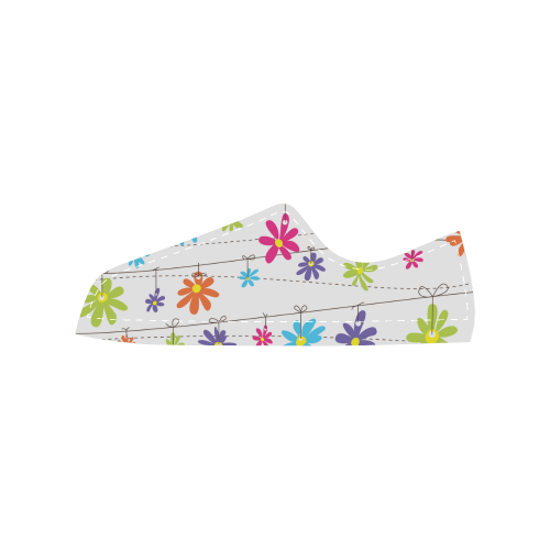 colorful flowers hanging on lines Women's Classic Canvas Shoes (Model 018)