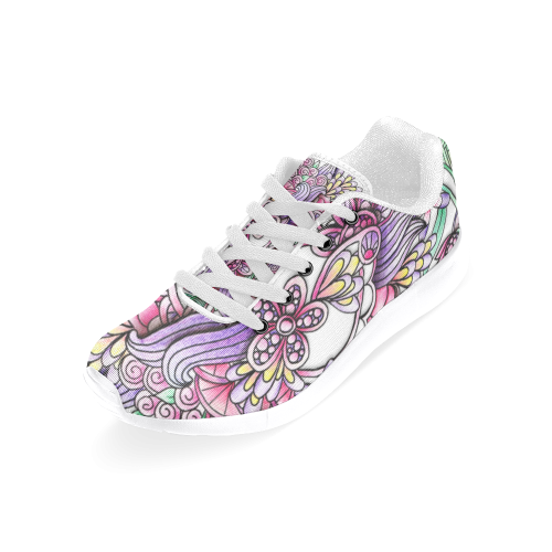 Pink Purple flower drawing Women’s Running Shoes (Model 020)