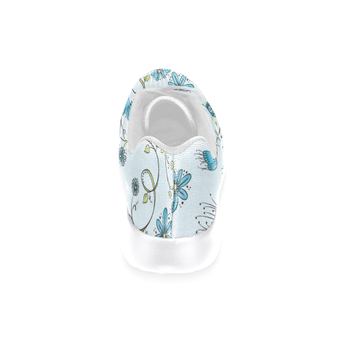 blue fantasy doodle flower pattern Women’s Running Shoes (Model 020)