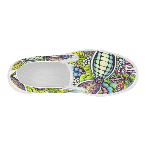 Bright fantasy flower in bright colors Women's Slip-on Canvas Shoes (Model 019)
