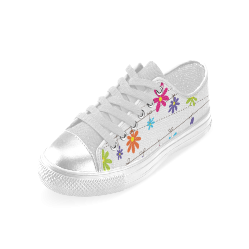 colorful flowers hanging on lines Women's Classic Canvas Shoes (Model 018)