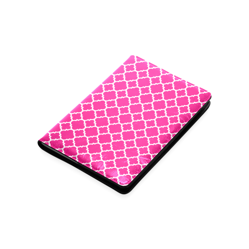 hot pink white quatrefoil classic pattern Custom NoteBook A5