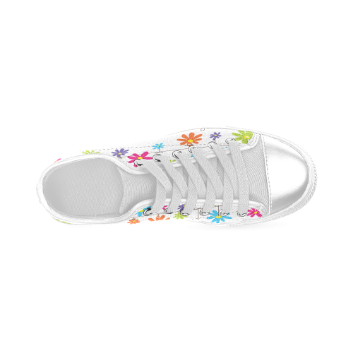colorful flowers hanging on lines Women's Classic Canvas Shoes (Model 018)