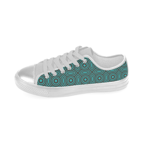 blue geometric pattern Women's Classic Canvas Shoes (Model 018)