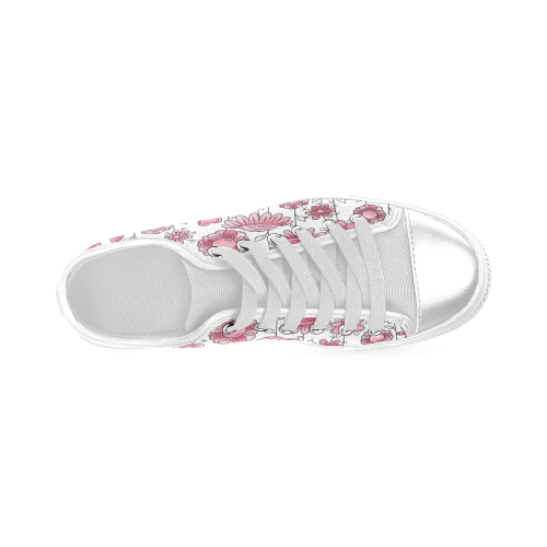 pink doodle flower field Women's Classic Canvas Shoes (Model 018)