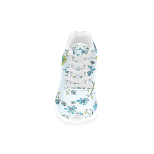 blue fantasy doodle flower pattern Women’s Running Shoes (Model 020)