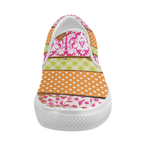 wood chipped painted patterns Women's Slip-on Canvas Shoes (Model 019)