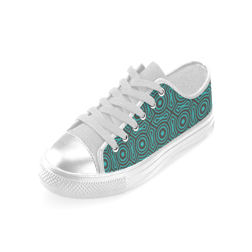 blue geometric pattern Women's Classic Canvas Shoes (Model 018)