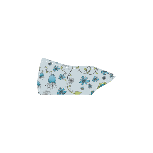 blue fantasy doodle flower pattern Women's Slip-on Canvas Shoes (Model 019)