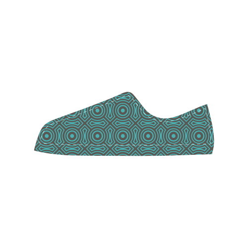 blue geometric pattern Women's Classic Canvas Shoes (Model 018)