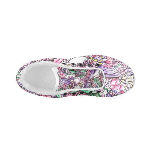 Pink Purple flower drawing Women’s Running Shoes (Model 020)