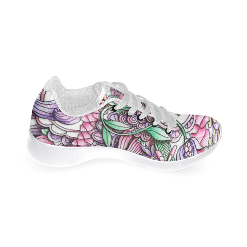 Pink Purple flower drawing Women’s Running Shoes (Model 020)