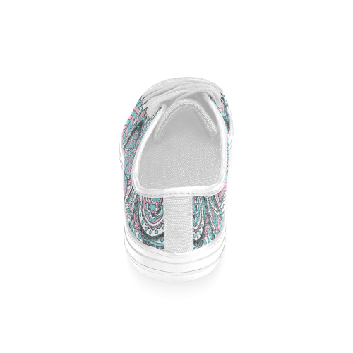 Pink teal white fun ornate paisley pattern Women's Classic Canvas Shoes (Model 018)
