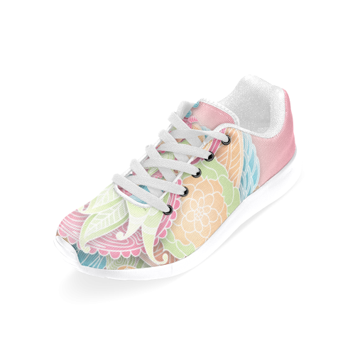 bright blue green pink yellow flowers Women’s Running Shoes (Model 020)