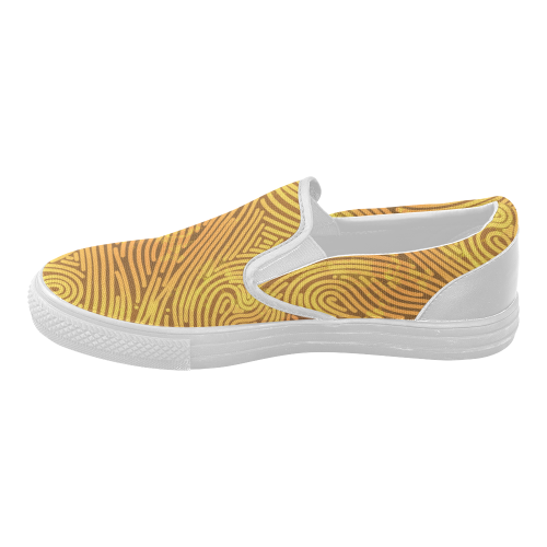 gold leaf abstract pattern Women's Slip-on Canvas Shoes (Model 019)