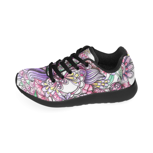 Pink Purple flower drawing Women’s Running Shoes (Model 020)