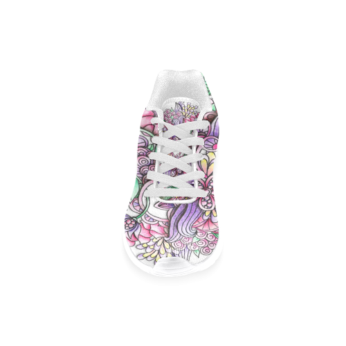 Pink Purple flower drawing Women’s Running Shoes (Model 020)
