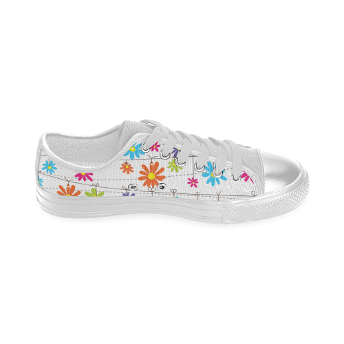 colorful flowers hanging on lines Women's Classic Canvas Shoes (Model 018)