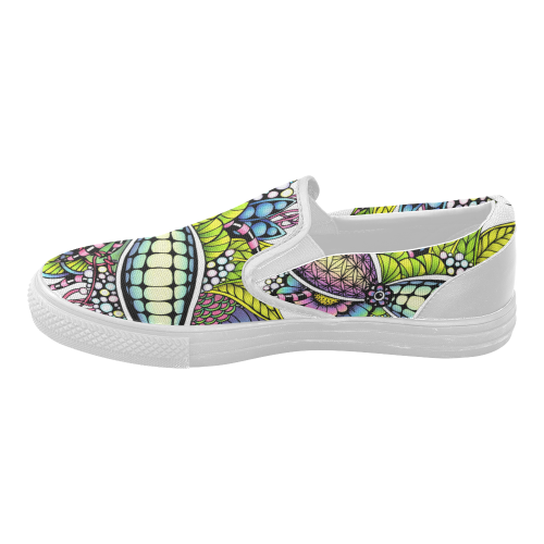 Bright fantasy flower in bright colors Women's Slip-on Canvas Shoes (Model 019)