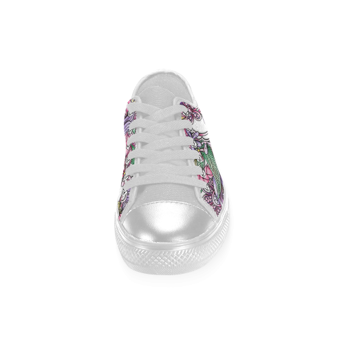 Pink Purple flower drawing Women's Classic Canvas Shoes (Model 018)