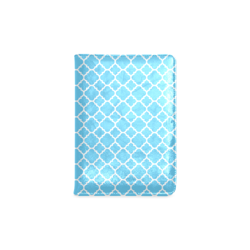 bright blue white quatrefoil classic pattern Custom NoteBook A5