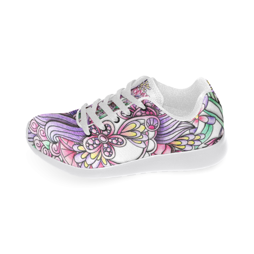 Pink Purple flower drawing Women’s Running Shoes (Model 020)