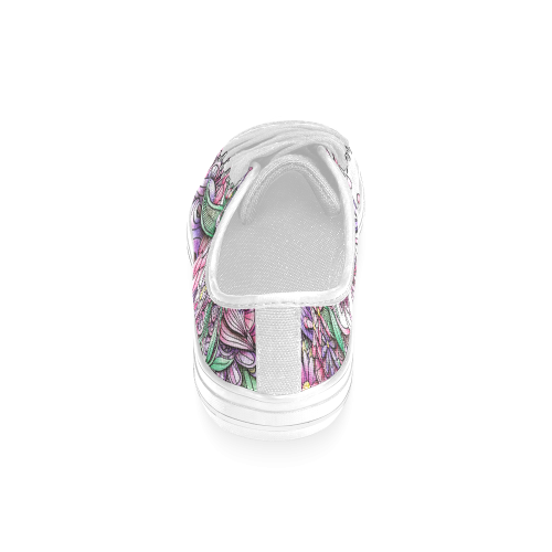Pink Purple flower drawing Women's Classic Canvas Shoes (Model 018)
