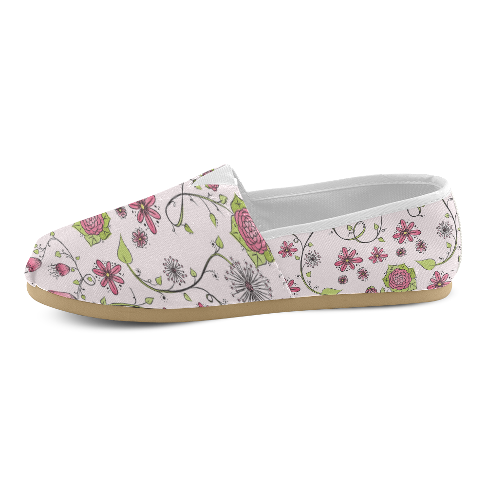 pink fantasy doodle flower pattern Unisex Casual Shoes (Model 004) ID D126986
