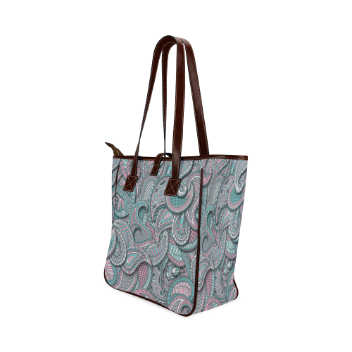 Pink teal white fun ornate paisley pattern Classic Tote Bag (Model 1644)