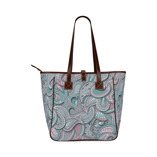 Pink teal white fun ornate paisley pattern Classic Tote Bag (Model 1644)