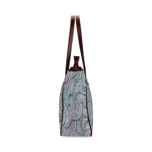 Pink teal white fun ornate paisley pattern Classic Tote Bag (Model 1644)