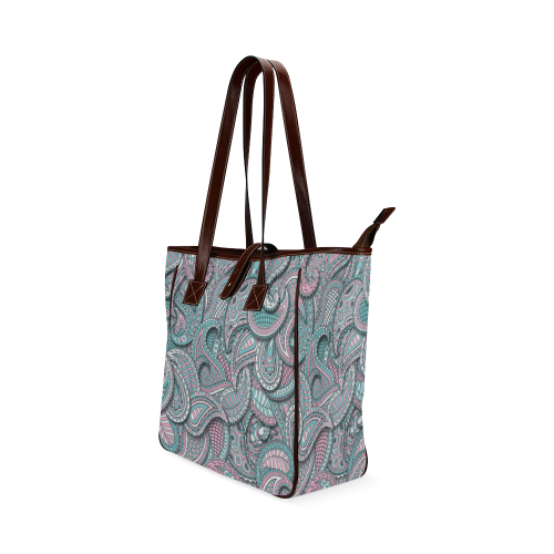 Pink teal white fun ornate paisley pattern Classic Tote Bag (Model 1644)