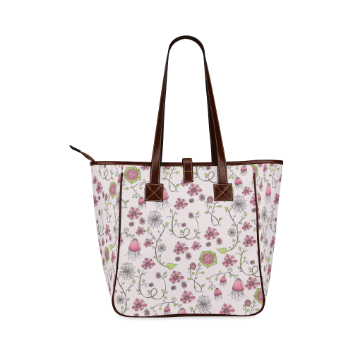 pink fantasy doodle flower pattern Classic Tote Bag (Model 1644)